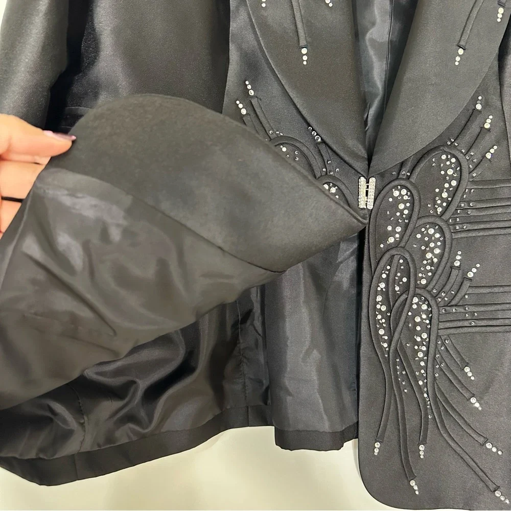 Moshita black embellished blazer jacket - Picture 5 of 14